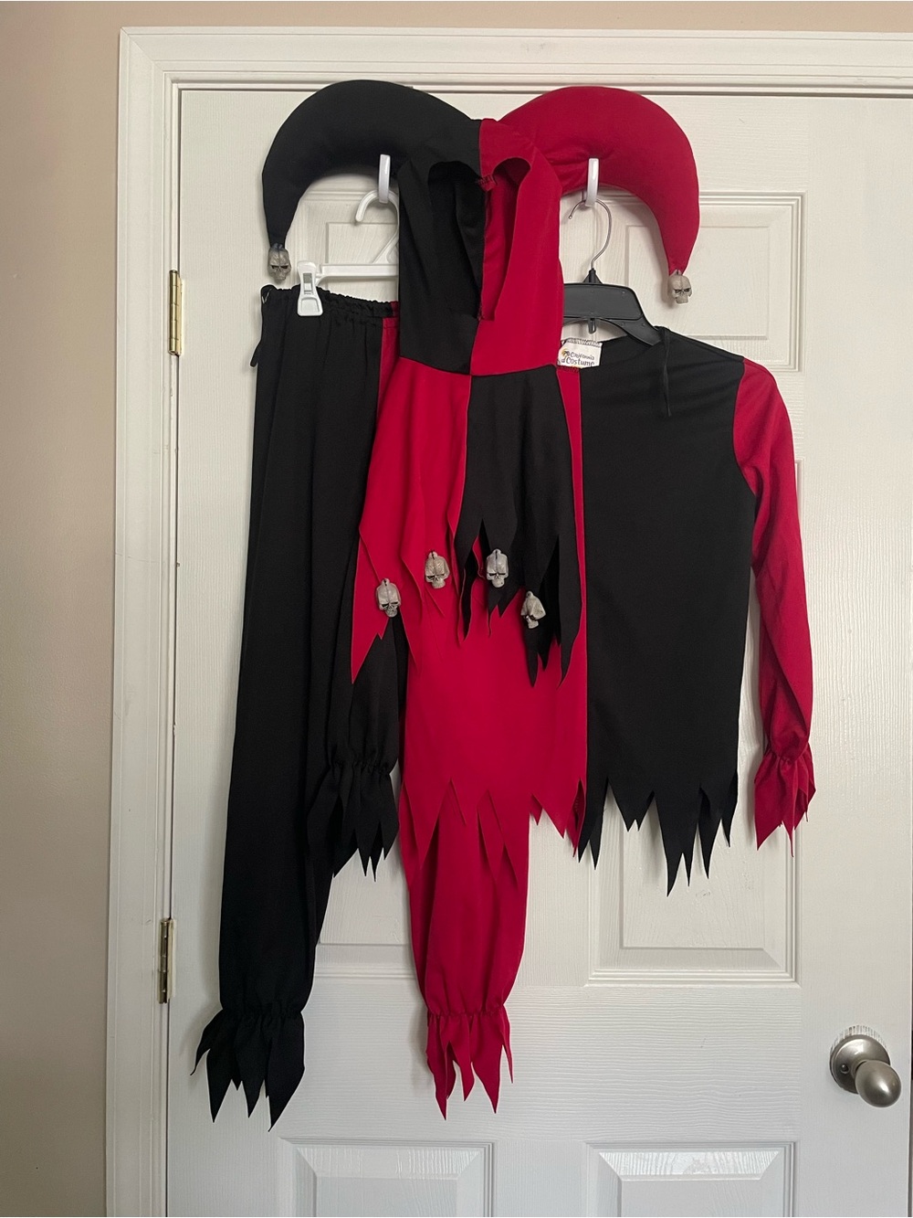Kids size Medium Jester Costume Black and Red